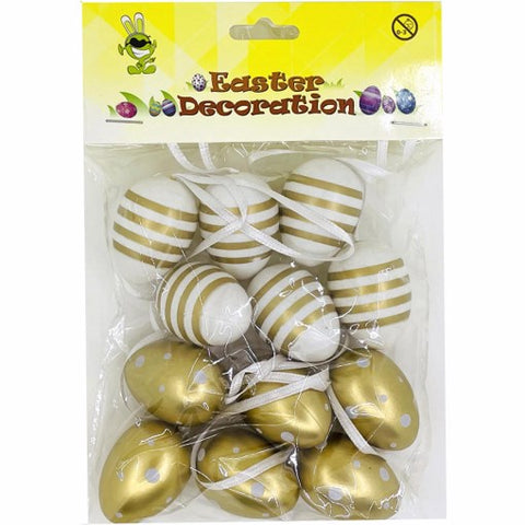 Plastic Eggs Gold 4cm 12pc