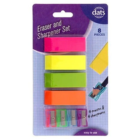 Eraser 4pc w Pencil Sharpner 4pc Set