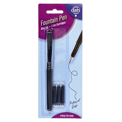Pen Fountain w 3 Ink Cartridges Blue Ink