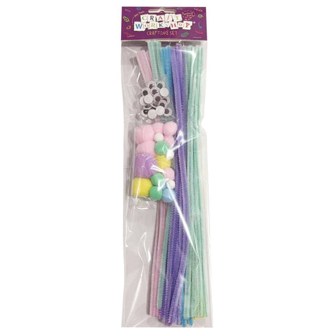 Craft Chenille Stems +Pompom +Eyes Pastel 65pc+