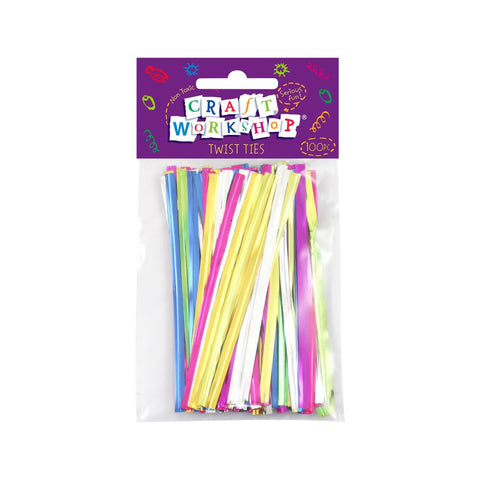 Craft Twist Ties Metallic Colours 89mm 100pc
