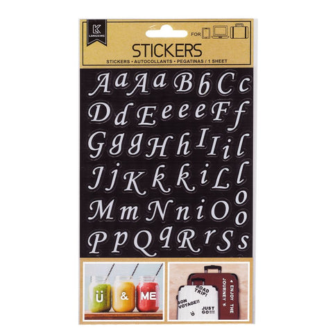 Stickers Labels Alphabet Script White