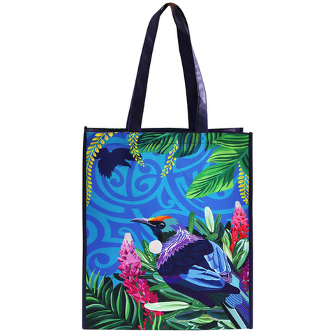 Shopping Bag NZ Laminated Tui Design 38x34x12cm