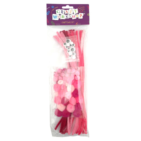 Craft ChenStem+Pompom+Eye Pink 80pc