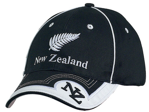 Cap Blk Fern Embroidered Peak