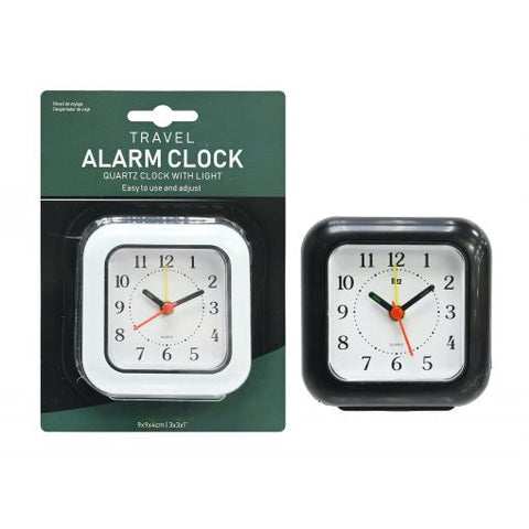 Travel Alarm Clock 9cm 2 Assorted