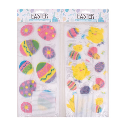20pk Cello Bags w/Twist Tie Easter