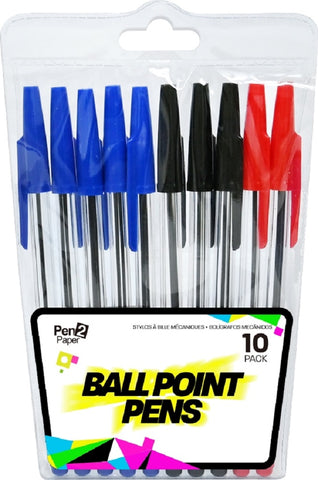 Pens Ball Point Mixed 10pk