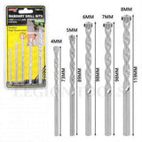 Drill Bits Masonry 5pc 4/5/6/7/8mm