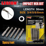 Bit Impact Hex 3/4/5/6/8mm 5pc