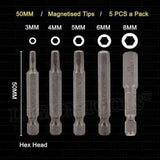 Bit Impact Hex 3/4/5/6/8mm 5pc