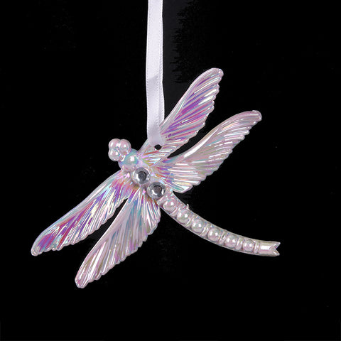 White Irridecent Dragonfly 12.5x9.5cm