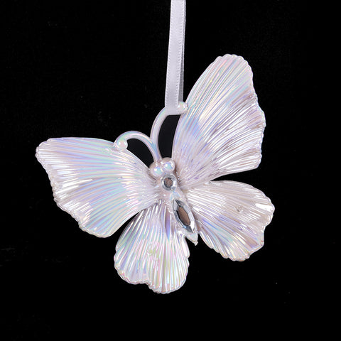 White Irridecent Butterfly Deco 11x9.5cm