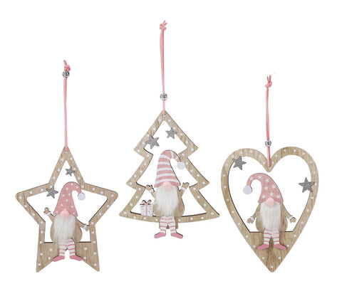 HANGING PINK GNOME DECO Asst
