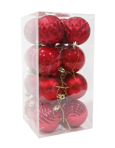 BAUBLES 60mm 16pk RED
