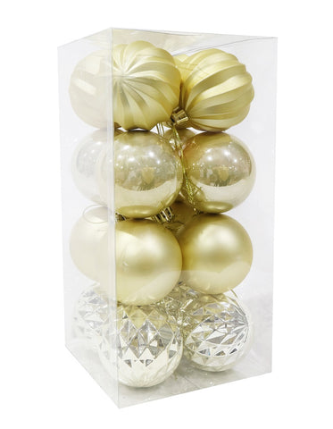 BAUBLES 60mm 16pk CHAMPAGNE