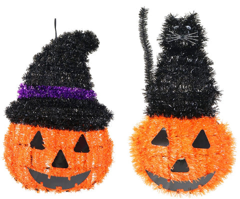 Hanging Tinsel Pumpkin 36cmAsst