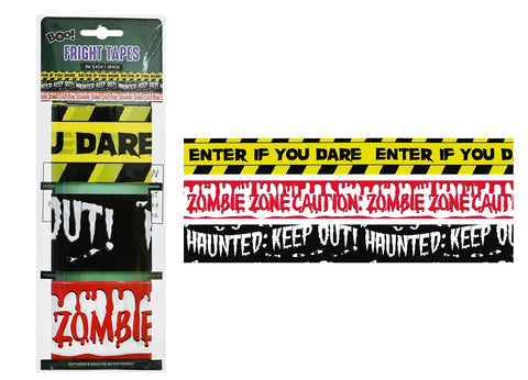 Warning Fright Tapes 3m 3pk Asst