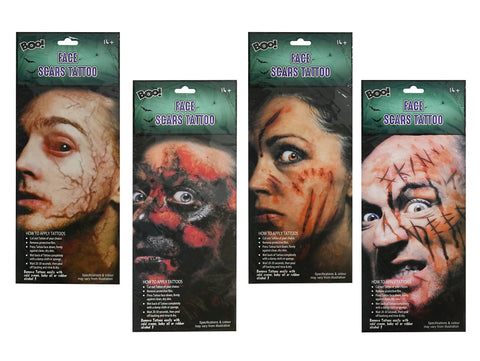 Face Scars Tattoo Sheet 2pk Asst