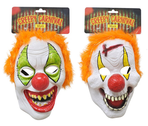 Evil Clown with Wig Mask Asst