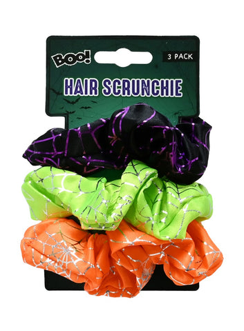 Spider Web Satin Hair Scrunchie 3pk Asst