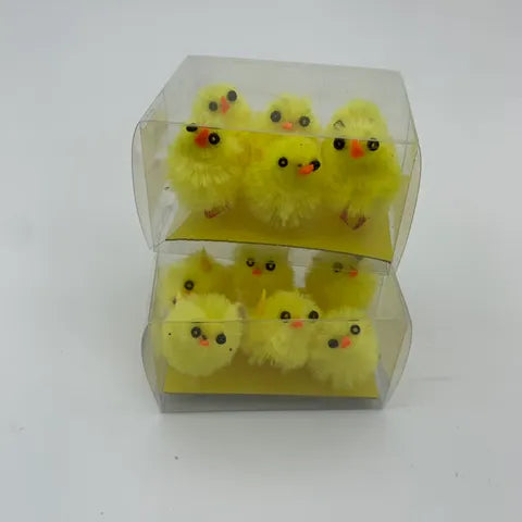 6pk 2.5cm Chenille Chicks, PVC box with