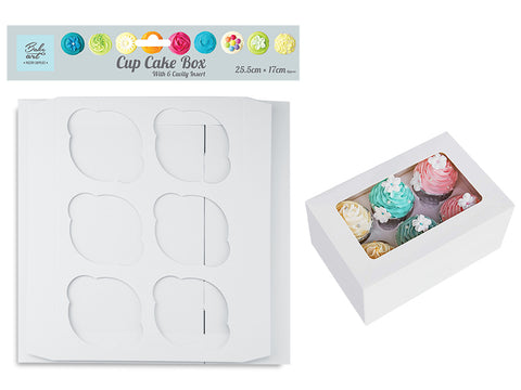 WHITE CUP CAKE BOX HOLDS 6
