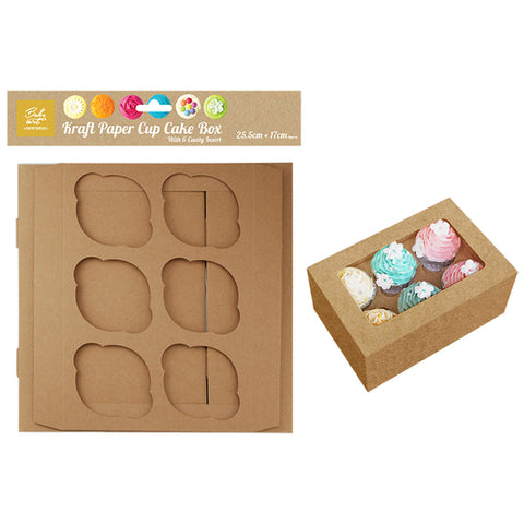 Kraft Paper Cup Cakes Box Holds 6 cupcakes