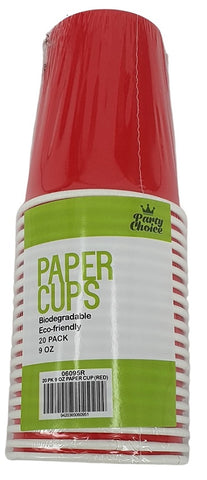 PAPER CUPS 20PK 9OZ RED
