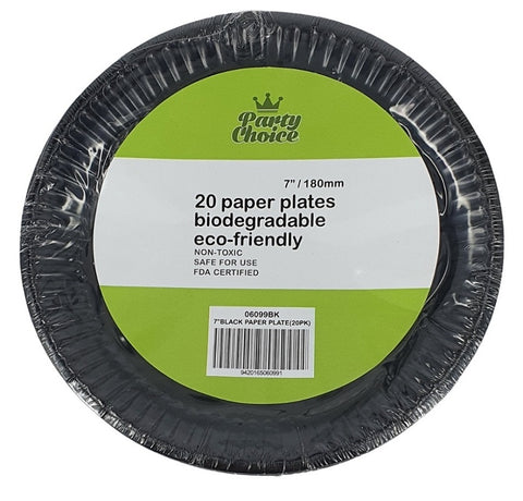 PAPER PLATES 7" 20PK BLACK