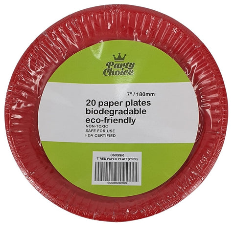 PAPER PLATES 20PK 7" RED