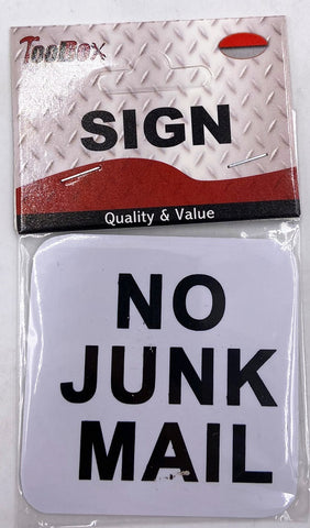 NO JUNK MAIL SIGN 5.5cm