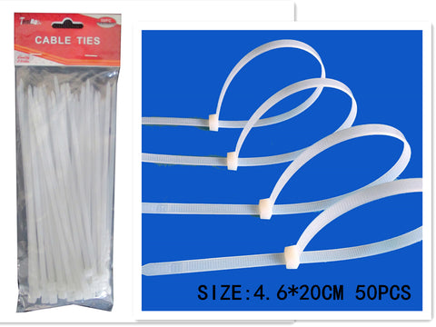 CABLE TIES 20cm WHITE 50pc