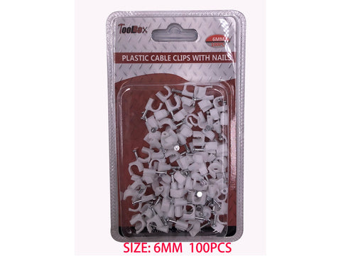 PLASTIC CABLE CLIPS 100PC 6MM