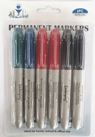 Permanent Markers 6PC Coloured