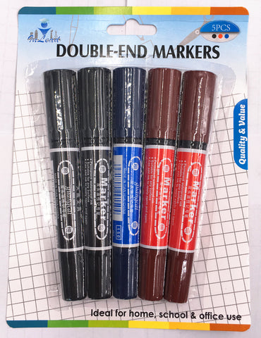 PERMANENT MARKERS DOUBLE END 5PC