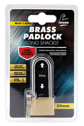 BRASS PADLOCK LONG SHACKLE 30mm