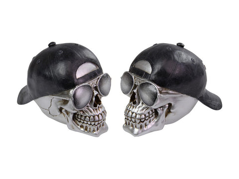 Silver Skull w/Sunnies & Hat 18cm