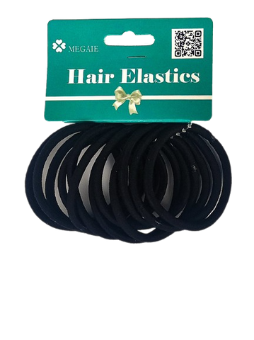 12pc Hair Elastics Black