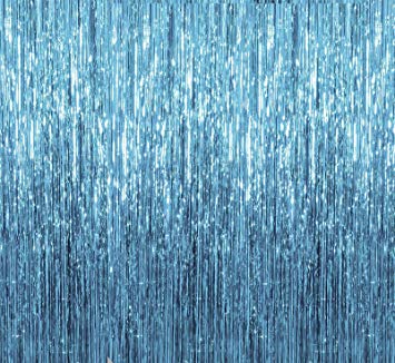Foil Tinsel Curtain 1m x 3m LIGHT BLUE