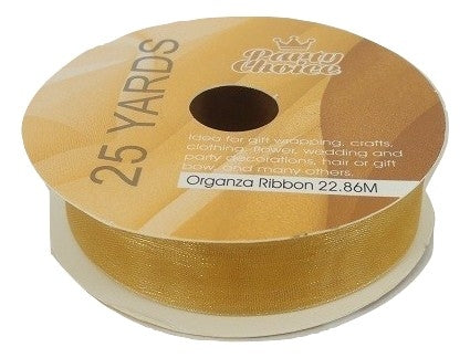 Organza Ribbon 2cm x 22.86m  GOLD