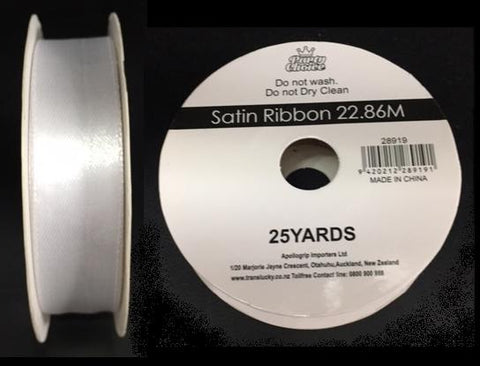 Satin Ribbon 2cm x 22.86m WHITE