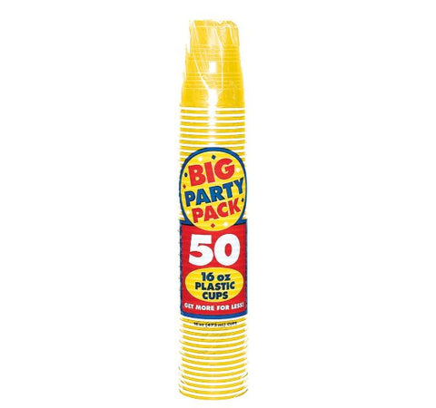 Plastic Cups 473ml 50pc Yellow