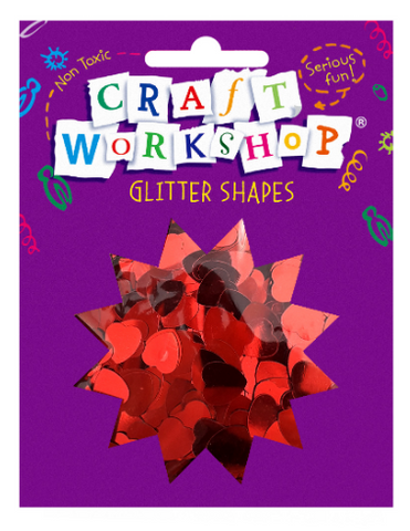 Craft Glitter Shapes Red Hearts 35g