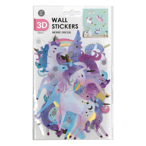 Wall Deco Stickers Unicorn 3D 12pc
