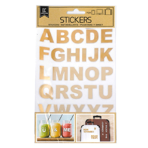 Stickers Labels Alphabet Gold
