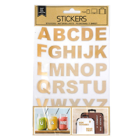 Stickers Labels Alphabet Gold