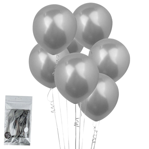 Metallic Silver Balloons 6pk