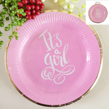 Its A Girl Paper Plates 23cm