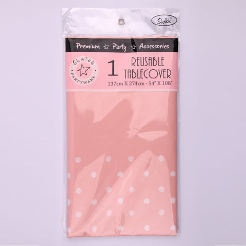 *137x 274cm Pink Dotty Table Cover